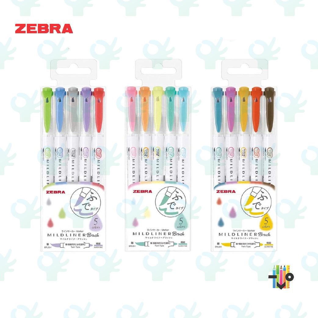 Zebra Brush Pen Mildliner Brush (5 Colours/Set)